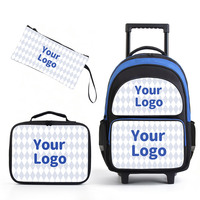 Ensemble sac à dos chariot DIY avec impression par sublimation, sac d'école, sac isotherme et trousse à crayons pour enfants – Coffret cadeau personnalisable