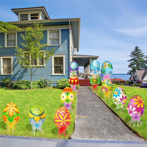 2024 Joyeuses <span class=keywords><strong>Pâques</strong></span> coloré oeuf thème jardin décoration extérieur jardin cour signe cartes avec piquets - Product Image 4
