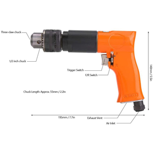 Pistola de Aire Profesional Reversible de 1/2 Pulgada, 700 RPM, Herramienta Neumática - Product Image 5