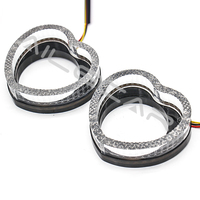 Anneau LED Halo en forme de cœur en cristal acrylique à changement de couleur RVB avec contrôle par application mobile pour la modification des phares de voiture