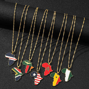 Collar de Cadena de Acero Inoxidable con Colgante de <span class=keywords><strong>Mapa</strong></span> de África, Nigeria, Ghana, <span class=keywords><strong>Somalia</strong></span>, Marruecos, Moderno y Unisex - Product Image 3