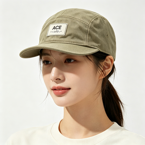 Gorra de Campamento de Lona con Visera Plana y Etiqueta Tejida Personalizada ACE, 5 Camper Hat, para Deportes al Aire Libre, con Correa Trasera Ajustable, Unisex - Product Image 1