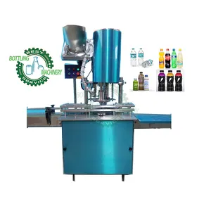 Auto 1 4 head mineral pure spring drinking water tea energy PET plastic bottle screw sealing machine with PE cap unscrambler