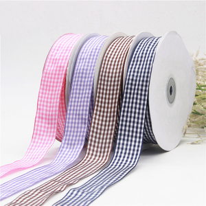 Barang Siap Kirim 23 Warna Tersedia Pita Poliester Kotak-kotak 38MM untuk Pembungkus Kado Aksesoris Pakaian - Product Image 1