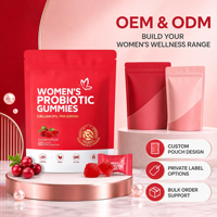 Bonbons gommeux probiotiques pour femmes, marque privée, extrait de canneberge, prébiotiques, végétaliens, sans OGM, sans sucre, 5 milliards d'UFC, OEM ODM