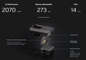 NVIDIA ban đầu hiệu suất cao NVIDIA jetson Thor phát triển Kit mô-đun 2070 fp4 TFLOPS ai tính toán, 128 GB Bộ nhớ 40 W đến 130 W - Product Image 2