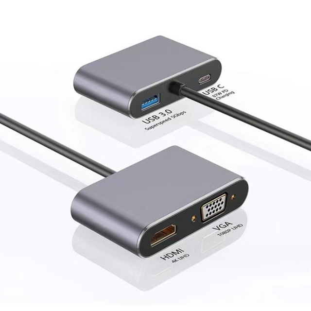 TYPE-C Smart 4-in-1 Docking Station /VGA High-Definition Display High-Speed USB3.0 Intelligent Multi-Function Expansion
