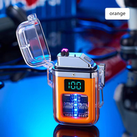 Briquet électronique USB à double arc lumineux, transparent, étanche, coupe-vent, pour l'extérieur, avec affichage numérique de la puissance, pour cigarettes