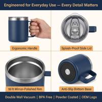 Taza de Café de Acero Inoxidable con Aislamiento al Vacío de Doble Pared, Libre de BPA, Taza Térmica con Logotipo Grabado con Láser para Viajes, Oficina, Hogar y Camping