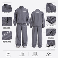Ensemble survêtement réfléchissant en nylon pour homme avec logo personnalisé, veste coupe-vent oversize et pantalon, vente en gros, streetwear, vêtements de sport