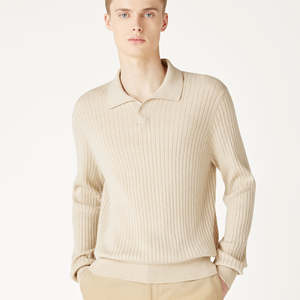Pull en tricot à col pour homme avec logo personnalisé, tricot de haute qualité en coton, pull à manches longues - Product Image 1
