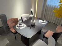 Ensemble de salle à manger extensible en dalle de roche - Table de salle à manger moderne 4 places avec chaises pour usage hôtelier