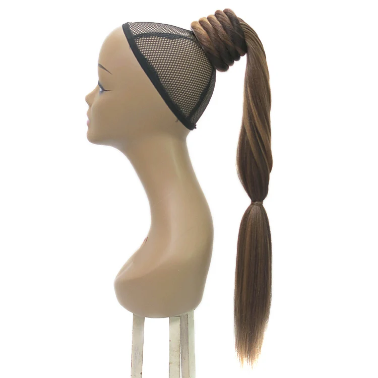 Новинка, оптовая продажа, синтетический зажим, конский хвост, хвост, шиньон, пучок волос, прямой плетеный нейлоновый удлинитель волос, хвост