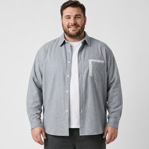 Chemise Oxford en coton tissé pour hommes grandes tailles, décontractée, respirante, coupe ample, manches longues, poche poitrine, 6XL 7XL 8XL 9XL 10XL - Product Image 4