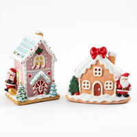 Ornement de Noël en résine en forme de maison de pain d'épices, maison de Noël en polyrésine pour la décoration des fêtes
