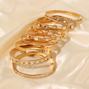 Brazalete <span class=keywords><strong>de</strong></span> Acero Inoxidable <span class=keywords><strong>de</strong></span> Alta Gama, Chapado en <span class=keywords><strong>Oro</strong></span>, Pulido, Antideslustre, con Circonitas Multicolores, para Mujer, Joyería Brillante - Product Image 3