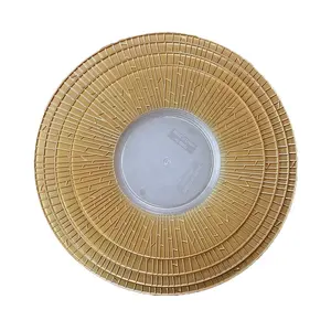 JUMPFOREVER Wholesale Customized Decor Dinner Plates Acrylic Gold Beaded Clear Gold Rim Charger Plates