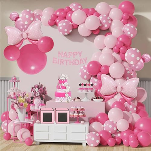 Kit de Guirnalda de Globos con Temática de Minnie Rosa, Decoraciones para Fiestas, Juego de Globos con Lazo para Cumpleaños de Niña - Product Image 1