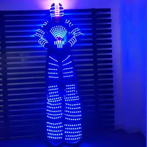 LED Robot kostüm David Guetta takım led robot takım sahne dans olay akşam light up giysi aydınlık stilts performans dans