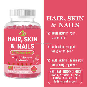 Suplemento de Biotina, Vitamina D y Ácido Fólico para la Salud del Cabello, la Piel y las Uñas, Belleza, Blanqueamiento, Antienvejecimiento, Herbal, 60 Gomitas para Adultos - Product Image 2