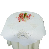 Nappe ronde brodée à la main, résistante à l'huile, en polyester/coton, pour mariage, fête, usage domestique