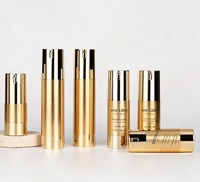 Flacons pulvérisateurs sans air en aluminium doré de haute qualité 30ml 50ml 100ml pour emballages de sérum et de crème pour le visage
