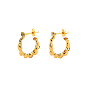 Pendientes de Aro con Bola de Acero Inoxidable 316L Chapados en Oro, Joyería de Moda Sostenible y Resistente para Mujer, Regalo - Product Image 1