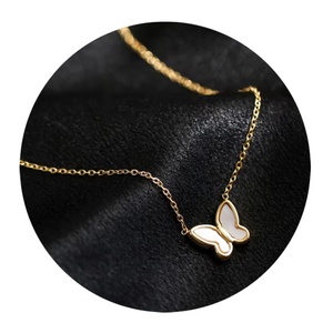 <b>Animal</b> Shell Jewelry Stainless Steel Gold Plated <b>Crystal</b> butterfly Necklace Pendants Charms - Product Image 1