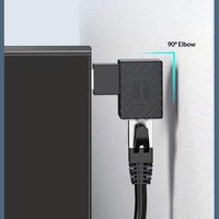 Adaptador de Red RJ45 Macho a Hembra de 90 Grados con Núcleo de Cobre, Acoplador de Cable, Convertidor de Señal de Computadora, Disponible en 4 Orientaciones