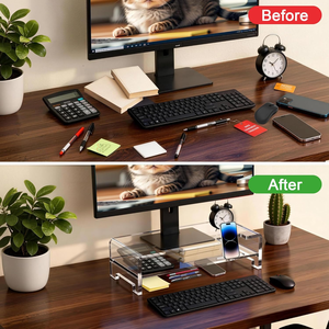 Soporte Elevador de Monitor de Acrílico Personalizado de 2 Niveles con Soporte para Teléfono, Organizador de Escritorio para Monitores, Portátiles y Oficina en Casa - Product Image 4