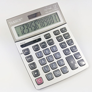 Calculatrice solaire Taksun TG-779A à 12 chiffres, double alimentation, usage général, bureau, couleur argent - Product Image 3