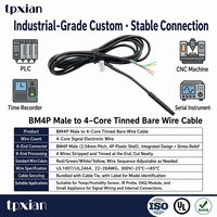 كابل إشارة صناعي مخصص BM4P بأربعة أسنان ذكر، سلك UL2464 26AWG مطلي بالقصدير لأجهزة الأشعة تحت الحمراء الصغيرة