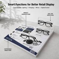 Présentoir de Comptoir Intelligent pour Lunettes, en Acrylique Plat, Imprimé UV, Écologique, à Double Niveau, Transparent