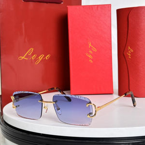 Gafas de Sol Sin Montura con Logotipo CT, Montura Dorada de Lujo, Lentes Azules <span class=keywords><strong>para</strong></span> Entusiastas de la Moda, Protección UV - Product Image 1