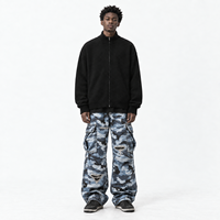 Jeans personnalisés en gros pour hommes, pantalons bleus, pantalons cargo camouflage amples à jambes larges, streetwear déchiré, fabricant OEM