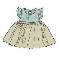 Robe de danse personnalisable ODM à manches papillon, imprimé bambou, nœud, silhouette trompette sirène, 100% fibre de bambou, dos nu