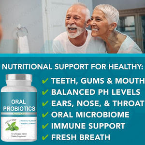 תערובת פרוביוטיקה אוראלית, 60 טבליות לעיסה, 7 זנים, 6 מיליארד CFU, תוסף פרוביוטיקה, מנטה רעננה, בריאות השיניים והפה, למבוגרים, לעיכול - Product Image 4