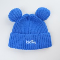 Bonnet d'hiver pour femme, motif chat mignon avec oreilles, broderie logo personnalisée, nœuds écossais, 100% acrylique, style personnage