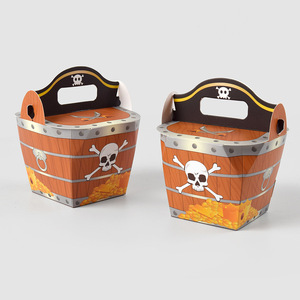 Coffret Cadeau Pliable Thème Pirate avec Poignée, Motif Grain de Bois, pour Fêtes, Friandises et Petits Cadeaux - Product Image 5
