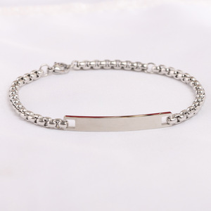 Women's <b>Gold</b> Tone Stainless Steel <b>Bracelet</b> 6mm <b>Bead</b> Chain With Engraved Plate Personalized Gift Jewelry - Product Image 2