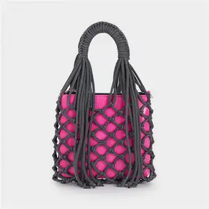 ZB239-Bolso de mano con cordón anudado <span class=keywords><strong>para</strong></span> mujer, <span class=keywords><strong>bolsa</strong></span> de mano de diseño a la moda, con rayas, venta al por mayor, 2023 - Product Image 1