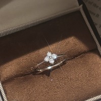 Bague trèfle à quatre feuilles en argent sterling 925 avec moissanite, ajustable et porte-bonheur