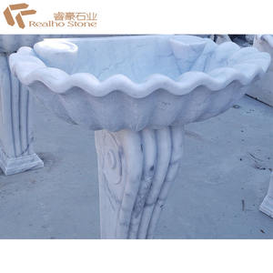 Lavabo en marbre blanc en forme de feuille de <span class=keywords><strong>lotus</strong></span> avec piédestal - Product Image 3