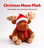 Peluche Élan Assis Adorable, Poupée Animale Élan pour Promotion, Jouet en Peluche Élan de Noël