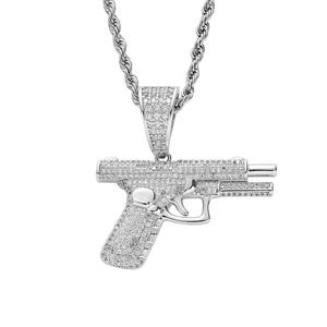 <span class=keywords><strong>Collana</strong></span> Hip Hop da <span class=keywords><strong>uomo</strong></span> alla moda <span class=keywords><strong>placcata</strong></span> in <span class=keywords><strong>oro</strong></span> con pistola ghiacciata CZ con ciondolo a pistola con ciondolo in zircone Chic per matrimoni e feste - Product Image 2