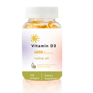 STOCK UE VRAC JHD fournit une réponse immunitaire saine vitamine d3 4000iu softgesl avec capsule de vitamine d3 d d'huile d'olive