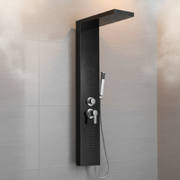 Colonne de douche thermostatique chromée en acier inoxydable avec panneau céramique, jet pluie et jets d'hydrothérapie, en forme de tour