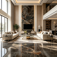 Carreaux de sol en porcelaine effet marbre brillant poli, 1200 x 600 (60x120), pour villas haut de gamme - Vente en gros