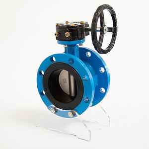 صمام فراشة صناعي Dn100 من الحديد الزهر المرن، يدوي، بترس حلزوني، إغلاق ناعم، ذو شفة مزدوجة - Product Image 1