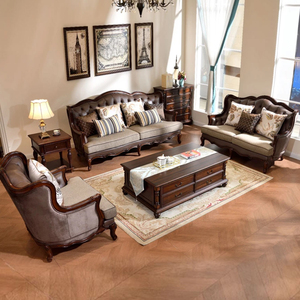 Juego <span class=keywords><strong>de</strong></span> Sofás <span class=keywords><strong>de</strong></span> <span class=keywords><strong>Lujo</strong></span> Estilo Americano para Sala <span class=keywords><strong>de</strong></span> Estar, Madera Maciza, Cuero Genuino, Villas, <span class=keywords><strong>Mansiones</strong></span>, Salones, Hoteles, Sofá Vintage - Product Image 2